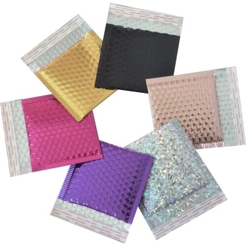 5PCS 15x13cm Color Metallic Bubble Mailers Foil Bubble Bags Aluminized Postal Bags with self seal gift bag Padded Envelopes