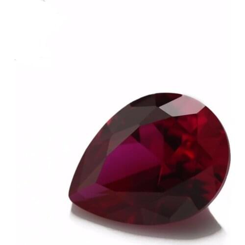 50pcs Dark Red Stone 3*5mm-10*12mm 8# Pear Shape Corundum Stone Synthetic Rubin For Jewelry