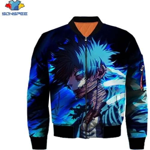 Bakugou Katsuki Todoroki Shouto Anime Character Jackets Coat 3D Print Winter Thicken Keep Warm Bomber Jacket Cool Mens Clothing