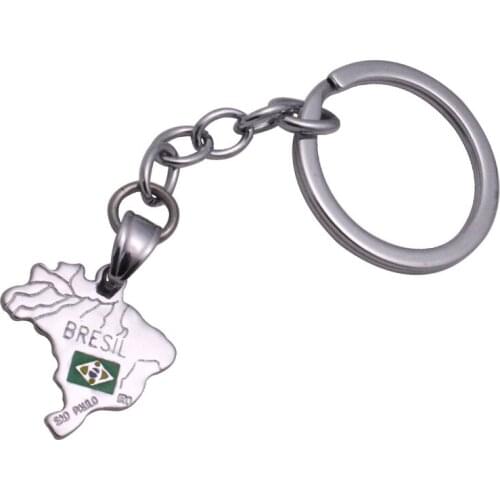 Zkd Brazil map Brazil national flag key chain & key ring