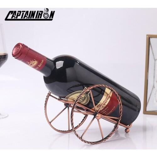 CAPTAINIRON Bronze Fort Shaped Wine Holder Iron Wine Rack for Living Room Home Decor Metal Wine Craft Stand for Table Decoration