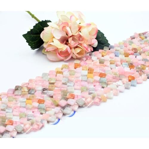13x13mm Natural Faceted morganite square shape stone Beads For DIY necklace bracelet jewelry make 15 "free delivery