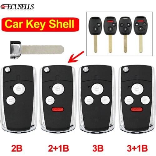 Folding Flip 2/2+1/3/3+1 Button Smart Remote Car Key Shell Case Housing Cover For Honda Civic Odyssey CR-Z Fit Insight Ridgeline
