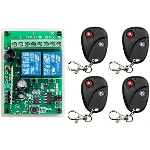 DC 12V 2 CH 2CH RF Wireless Remote Control Switch System teleswitch 4X Transmitter + 1 X Receiver,315/433 MHZ