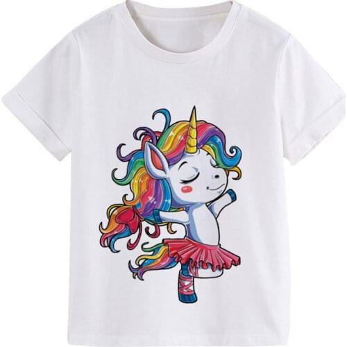 New Animal Children Short Sleeve T-shirt Flowers Unicorn Harajuku T-shirts Boy Kid Boys And Girls Tops Shirts Childrens Tshirt