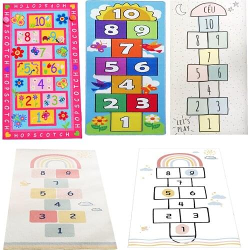 Kids hopscotch Rug Sofa Side Anti slip Big Area Children Jumping Play Floor Mat Kids Bedroom Hopscotch Number Carpet