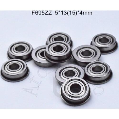 F695zz 5*13(15)*4mm 10pieces Flange bearing 695 695ZZ metal sealed free shipping ABEC-5 chrome steel miniature bearings hardware