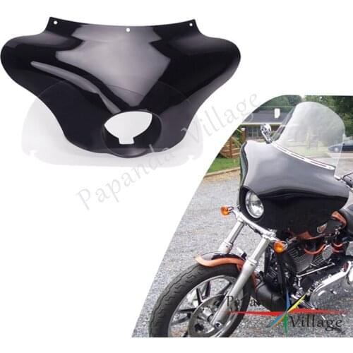 Glossy Black Front Outer Batwing Fairing Headlight Fairing Visor Cowl Mask Aerodynamic Spoiler for Harley Dyna Sportster Glide