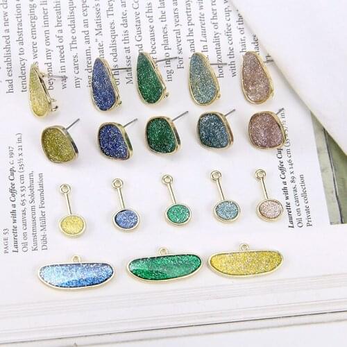 Fine fashion 30pcs/lot Flash powder decoration alloy women stud earrings charms diy jewelry earring pendants accessory