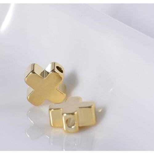 JFE43 Trendy Cross Beads Gold Electroplated Bead Accessories Fashion DIY Bracelet Necklace Jewerly Finding Wholesale 100pcs