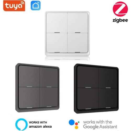 4 Gang Tuya ZigBee Wireless 12 Scene Switch Push Button Controller Battery Powered Automation Scenario For Tuya Smart Life APP