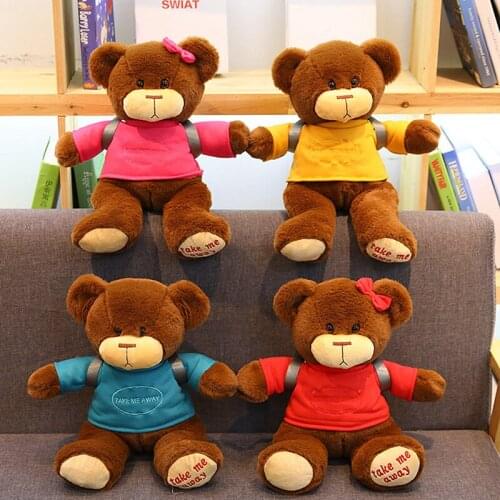 Colorful Cute Soft Plush Toy PP Cotton Bear Stuffed Doll With Backpack Adorable Kids Gifts High Quality Birthday Presents