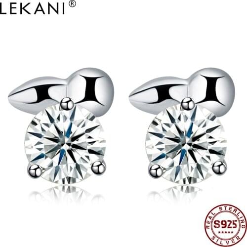 LEKANI 925 Sterling Silver Earrings 2020 Fashion Design Zircon Studs For Women Earrings Hot Sale Romantic Anniversary Gift