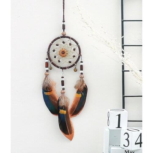 Dream Catcher Car Pendants Ornament Wind Chimes Feather Decoration Home Decor Wall Hanging Adornment Handmade Dreamcatcher Gifts