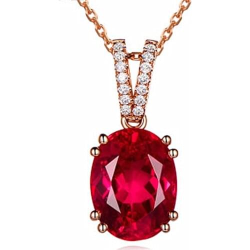 MOONROCY Crystal Chokers Pendant Necklace Rose Gold Color Red Oval for Women Female Dropshipping Jewelry Wholesale Gift