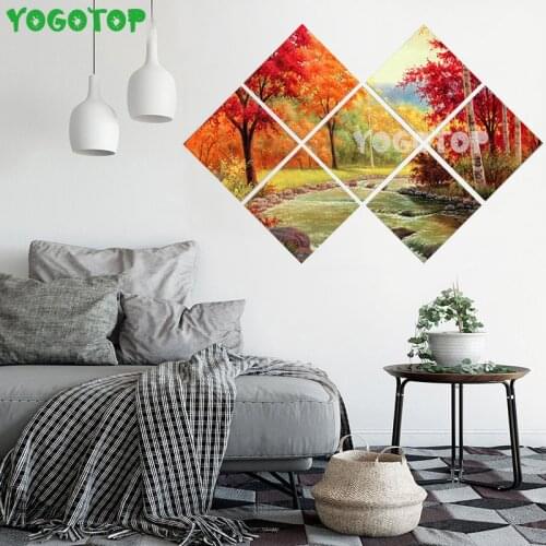 7pcs Diamond Painting Kits Autumn scenery 5D DIY Diamond Embroidery Cross Stitch Rhinestones Mosaic Decor red tree river YY5215