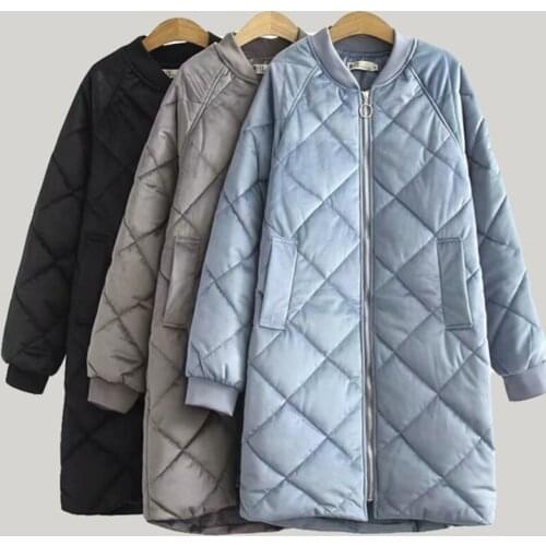 2020 New Casual Velvet Baseball Jacket Women Winter Coat Long Plus Size Embroidery Cotton Parka Female Thick Warm Outwear DD066