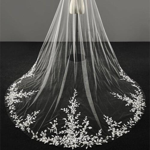 250cm One Tier Chapel Length Wedding Veils Lace Appliques Edge Custom Made Wedding Accessories Pretty Bridal Veil
