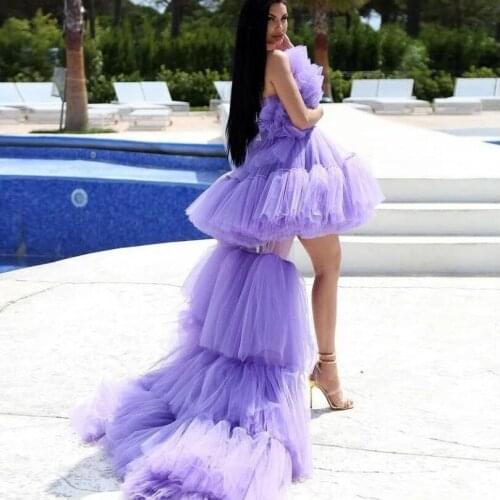 Prom Dress with Detachable Train Extra Puffy Tulle Overskirts Cocktail Gowns vestidos de fiesta Prom Dresses