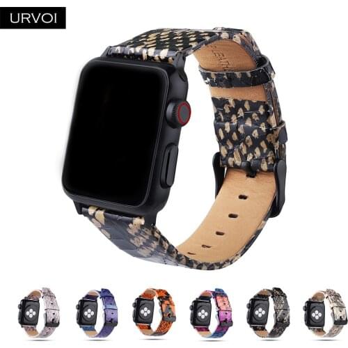 URVOI band for Apple Watch series 6/5/4/3/2/1 SE luxury genuine python skin matte strap for iWatch wild style durable pin buckle