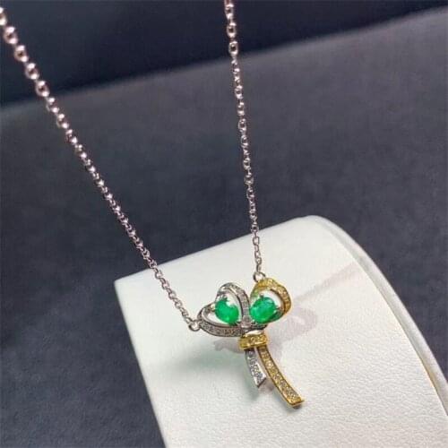 Luxurious Natural Emerald Fashion Long Pendant Necklace 925 Pure Silver Fine Wedding Jewelry for Women