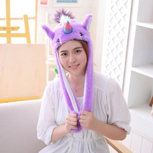 Unicorn Hat Ears Waggle Cute Funny Headgear Women Men Winter Warm Headwear Animal Cosplay Prop