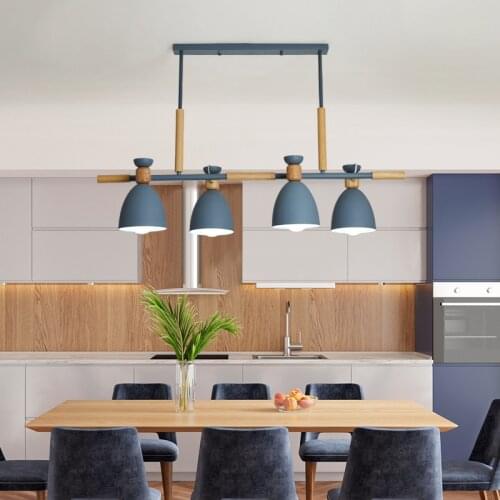 Nordic Wood Chandelier For Dining Room Kitchen Childrens Bedroom Led Pendant Lamp Indoor Gray Hanging Light Fixture E27 Bulbs