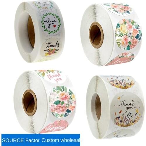 Roll up seal sticker thank you flower handicraft wedding decoration sticker label