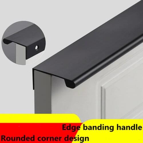 Modern simple Invisible handle black brushed gold kitchen cabinet cupboard wardrobe door handle Surface mounted long edge pull