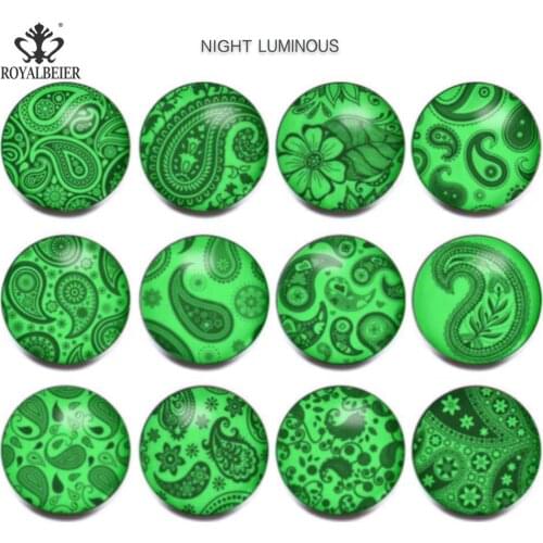 RoyalBeier Luminous Series Spooky Halloween 18mm Snap Buttons 12pcs/Lot Cabochon Glass Snaps DIY Bracelets For Charms Jewelry