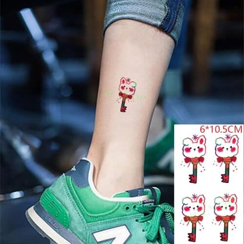 Waterproof Temporary Tattoo Sticker Lovely Cartoon Rabbit Flower Body Art Flash Tattoo Fake Tattoo for Women Men Kids