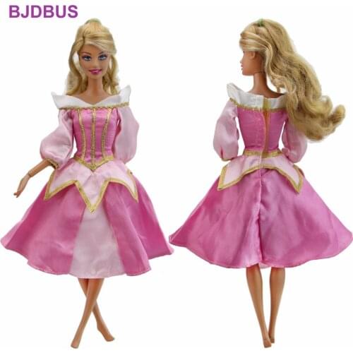 High Quality Fairy Tale Dress Princess Gown Pink Skirt Wedding Party Clothes for Barbie Doll Accessories 12'' Girl Kids Toys