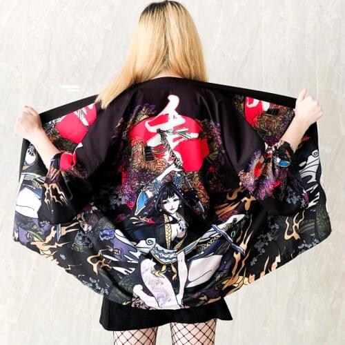Japanese Yukata Kimono Woman 2020 Chinese Kimono Femme Geisha Haori Obi Japanese Streetwear Clothing Harajuku Kimono FF2044