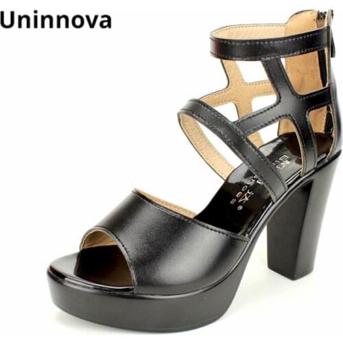 Women Platform Sandals Super High Heels for Summer Punk Style Gladiator Shoes Microfiber Suede Black Uninnova WSA087