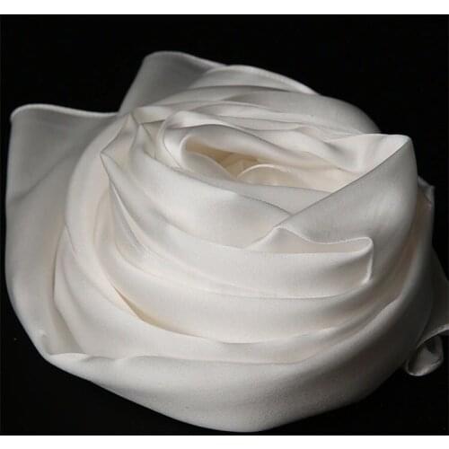 100% Real Silk Scarf Women Satin Pure Long Natural Silk Scarf For Ladies Luxury Brand Soft Solid Color Fashion Head Hijab 16MM