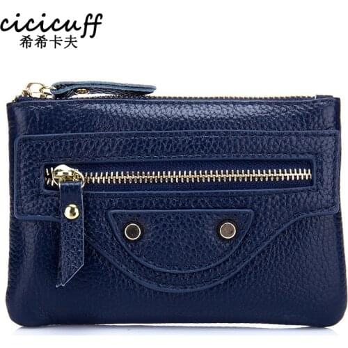 Designer Coin Purse Women Card Pocket Genuine Leather Mini Purse Small Coins Pouch Cowhide Zipper Change Pocket with Key Ring