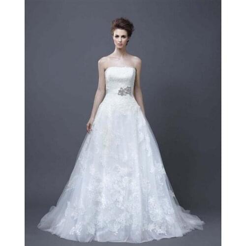 Free shipping 2015 new fashion vestidos de noiva casamento elegant sexy long lace wedding Dresses with removable belt a-line