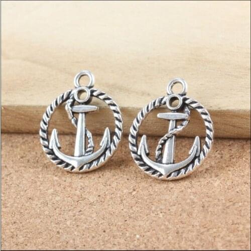 Fashionable 8 Pieces/Lot 24mm*20mm Antique Silver Plated anchor charms pandent diy handmade craft For Jewelry Making