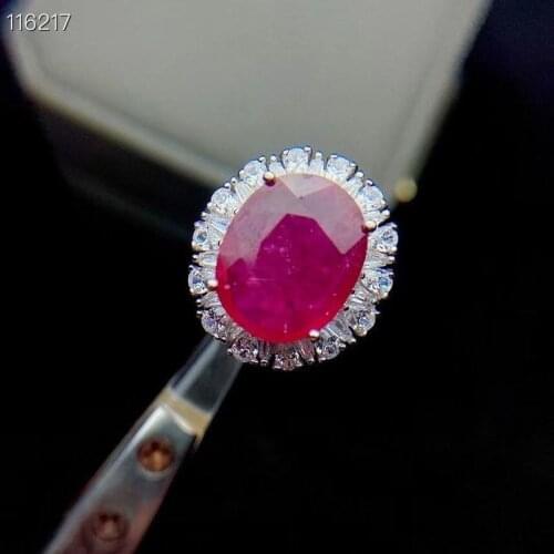 100% Natural Genuine Ruby Gemestone Fashionable Silver Ring 925 Solid Sterling Silver Ruby Wedding Ring Best Gift for Girl