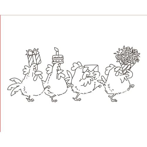 10x8 Four chicks holding flowers New Transparent Clear Rubber Stamp Sheet Cling Scrapbooking Photo Album PaperCard DIY Craft
