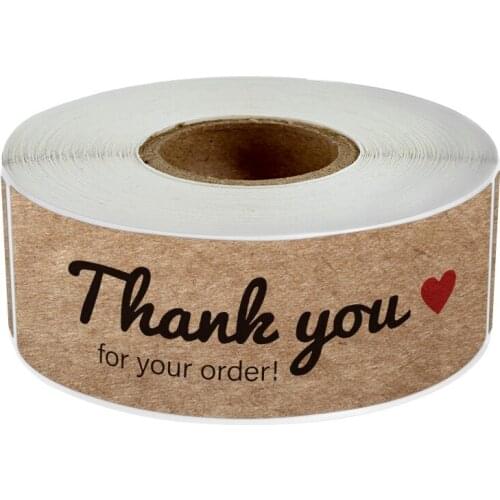 120 Pcs/Roll Kraft "thank You for Your Order" Sticker for Supporting Your Business Package Decoration Labels Stationery Stickers