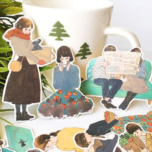 19pcs Girl and bunny stickers/Scrapbooking Stickers /Decorative Sticker /DIY Craft Photo Albums Cup box