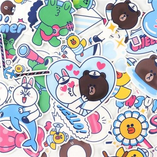 33pcs Kawaii cute Animal star ocean wind Stickers Mobile/PC Art Rhinestone Adhesive Scrapbooking Stickers Car Decoration
