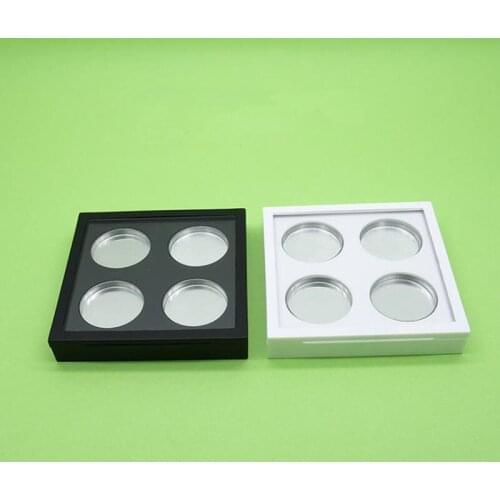 4 grids white black ps eye shadow/blush/face cream plastic box with transparent flip cap F1009