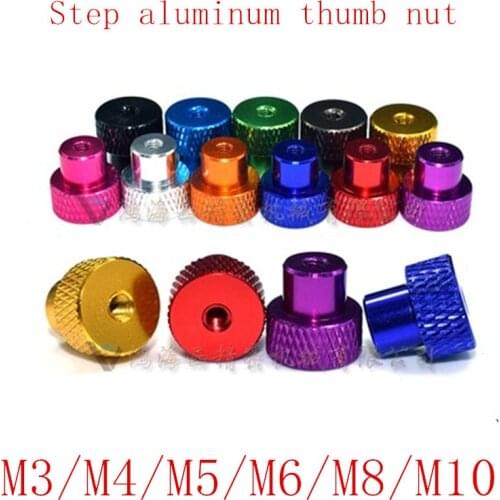 5pcs/lot M3 M4 m5 m6 m8 colourful aluminum step knurled thumb nut hand tighten nut