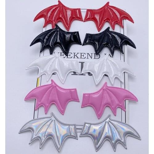 50Pcs/Lot 3.5*6CM Leather Fabric Demon Bat Wings Padded Appliques For DIY Halloween Costume Vampire Hair Clip Decoration Patches