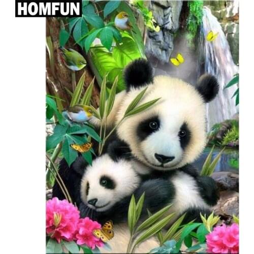 HOMFUN Full Square/Round Drill 5D DIY Diamond Painting "Animal panda" Embroidery Cross Stitch 5D Home Decor Gift A03842