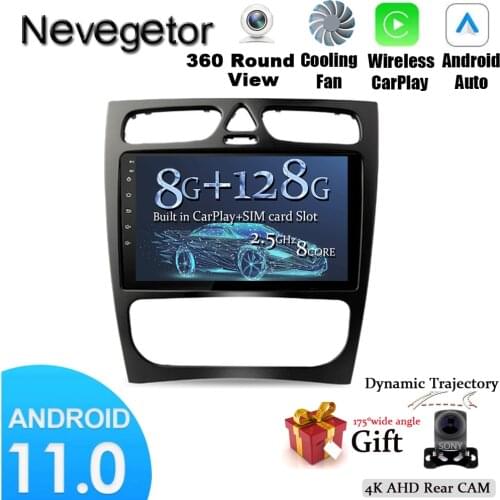 6G 128G Car Radio for Mercedes Benz C-Class W203 C200 C320 C350 CLK W209 2002-2005 GPS Navigation 4G WIFI 2 Din Android 10 DVD