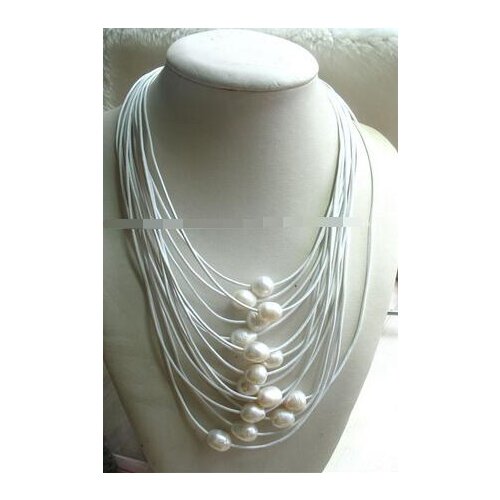 Noble 17-24" 15rows freshwater pearl white egg necklace
