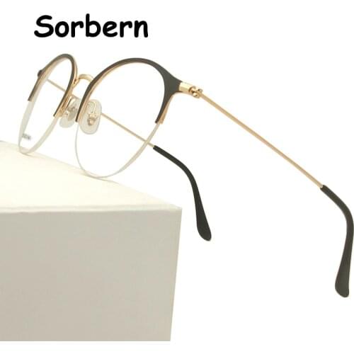 Brand Designer Alloy Oversized Eyeglasses Vintage Big Myopia Optical Half Frame Glasses Men Women Monturas De Lentes Mujer